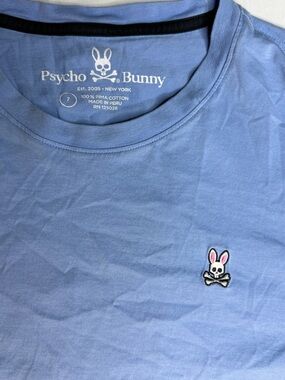 Psycho Bunny T Shirt Mens Size 7 Blue Pima Cotton Skull Bunny Logo Tee